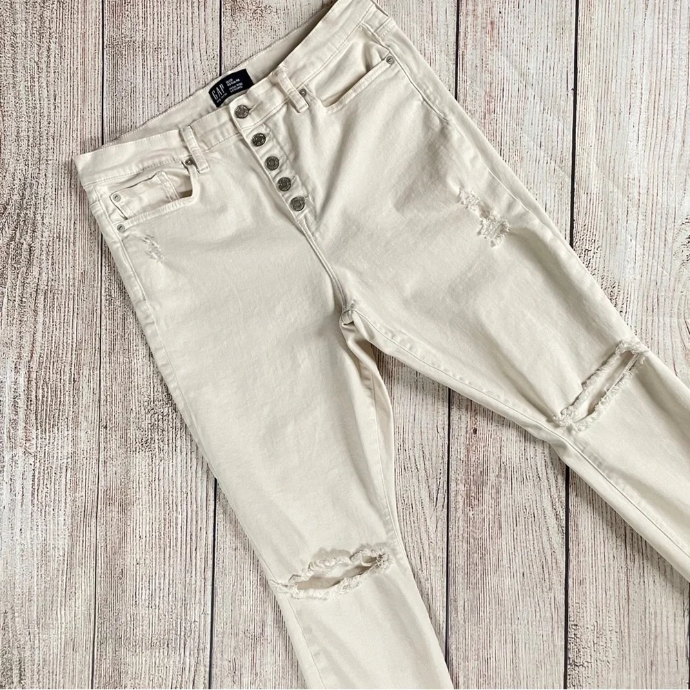 Gap High Rise Distressed Legging Jeans w/ Button Fly - Picture 6 of 10